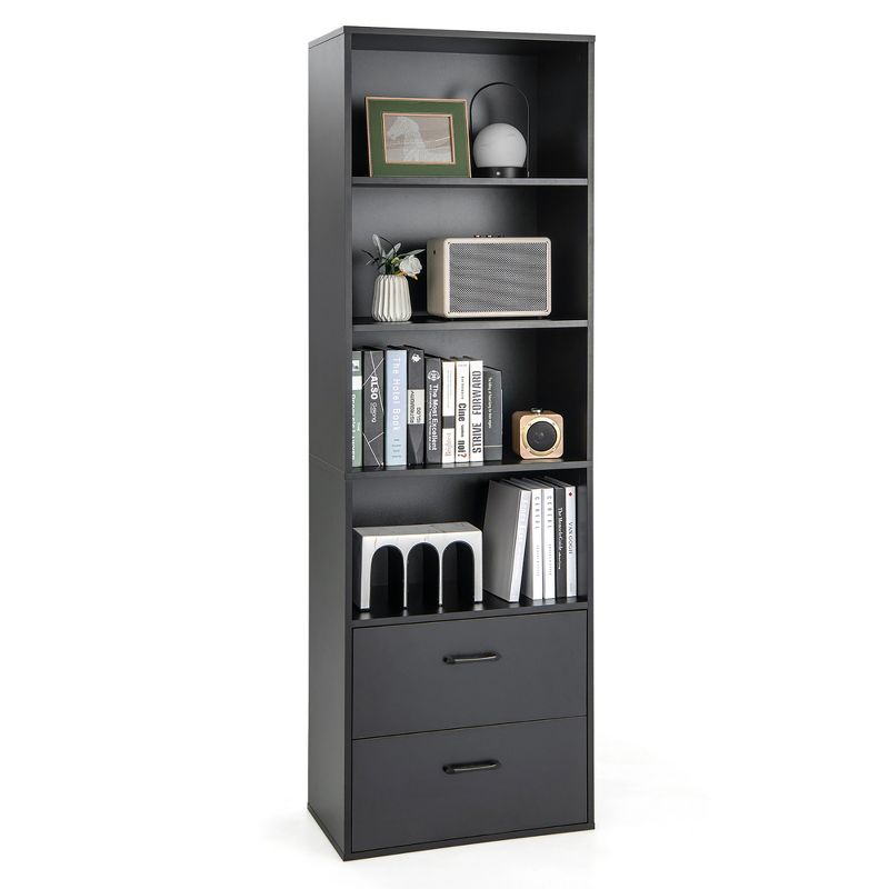 Costway 6-Tier Tall Bookshelf Freestanding Modern Bookcase Black Storage Cabinet White/Black, 1 of 11