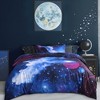 PiccoCasa Galaxies Moon Night Pattern Duvet Cover with Pillow Sham Sky Blue 2 Pcs - 2 of 4