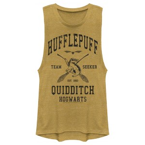 Juniors Womens Harry Potter Quidditch Hufflepuff Team Seeker Festival Muscle Tee - 1 of 4