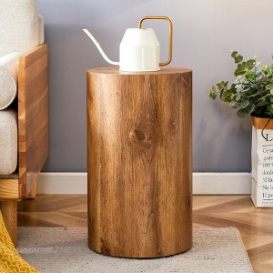 KTMBDW Small Wooden Side Table, Round Wood Coffee Tables End Table, Cylindrical Coffee Table for Bedroom, Living Room, Dining Room - 1 of 4