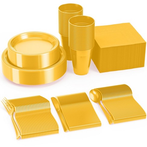 Crown Display 12 oz Disposable Party Bowls, Gold Plastic Bowls - 100 Count