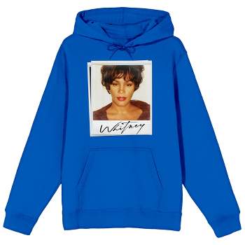 Whitney Houston Photo Art Long Sleeve Royal Blue Men's Hooded Sweatshirt
