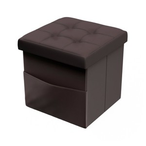 Foldable Storage Cube Ottoman with Pockets - Lavish Home - 1 of 4