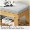Kumasinova Bamboo Entryway Shoe Bench with Cushion,3-Tier Shoe Organizer with Adjustable Shelves,Shoe Rack for Hallway,Bedroom,Living Room - 4 of 4