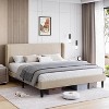 Upholstered Bed Frame with Wingback Headboard, Velvet Upholstery Platform Bed, No Box Spring Needed - 2 of 4