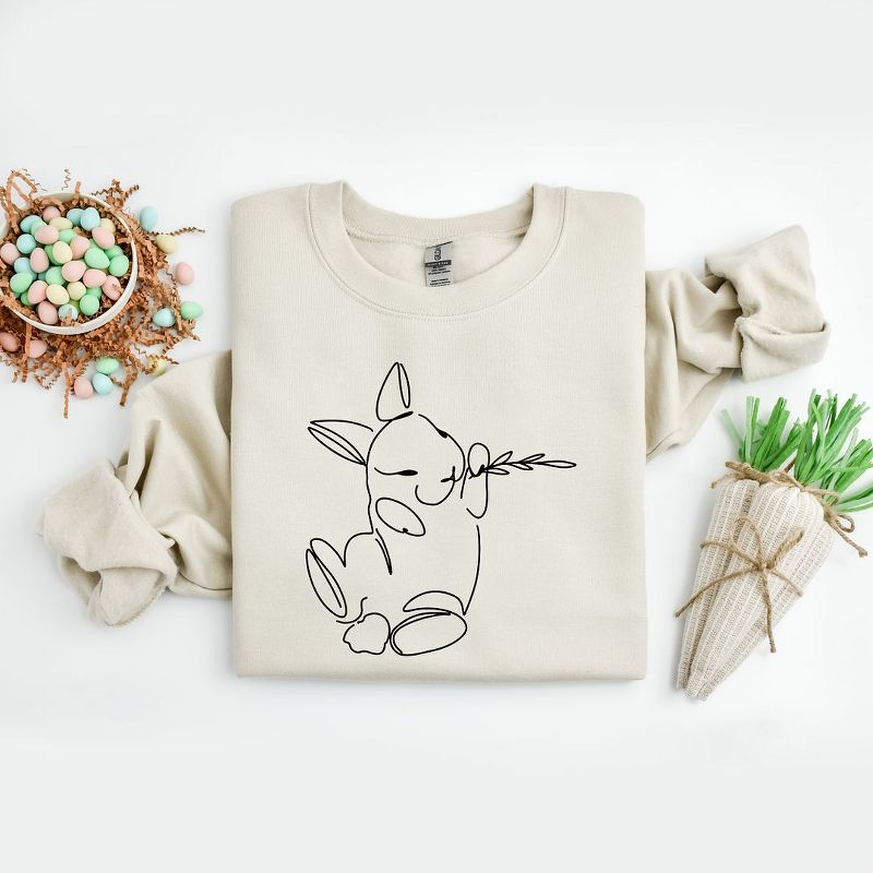 Simply Sage Market Women's Graphic Sweatshirt Hand Drawn Bunny, 4 of 5