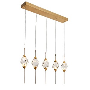 LNC Lucivagus Modern Luxury Unique Crystal Integrated LED Chandelier/Island Pendant Lights,Gold,1/5Light,4in/14.5in/35..8in - 1 of 4