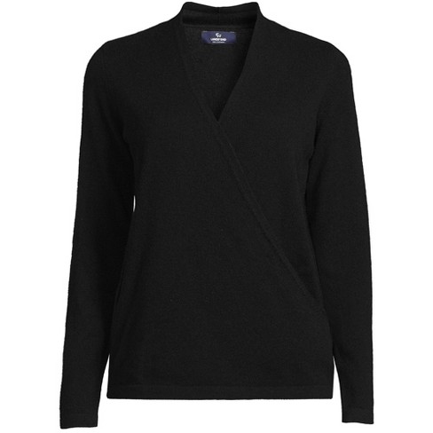 Black cashmere clearance wrap sweater