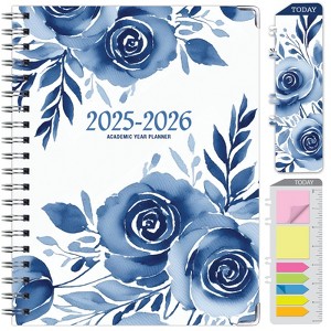 Global Printed Products Hardcover AY 2025-2026 Fashion Planner - 8.5"x11" (Blue Bloom) - 1 of 4