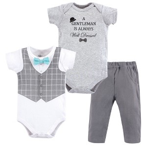 Little Treasure Baby Boy Cotton Bodysuit and Pant Set, Well Dressed - 1 of 1