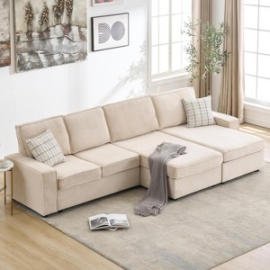 Modular Sectional Sofa, U/L-Shaped Couch w/ Removable Cover, Modern Convertible Deep Seat Sofa, Comfy Cloud Sleeper Sofa Couch for Living Room&Office - 1 of 4
