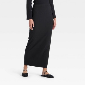 Women's High-Rise Brushed Ribbed Maxi Skirt - A New Day™ - 1 of 4