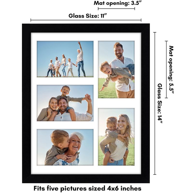 Americanflat 11x14 Collage Picture Frame to Display 5 4x6 Photos at Once - Black, 2 of 7