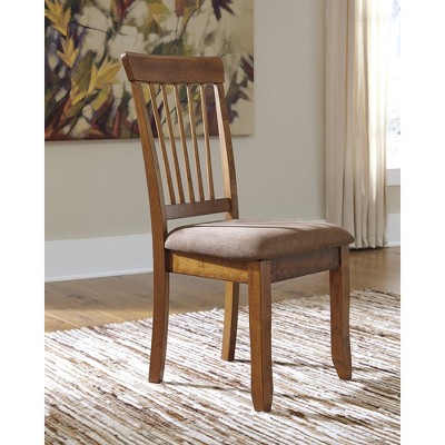 Rustic Brown Microfiber Upholstered Dining Chairs, Set of 2