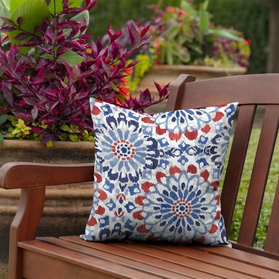 Clark Blue Modern Outdoor Toss Pillow Set, 16" Square, Water-Resistant
