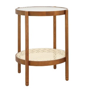 Hrinhom 2-Tier Coffee Table,19.7" W Modern Side End table,Round Wooden Table - 1 of 4