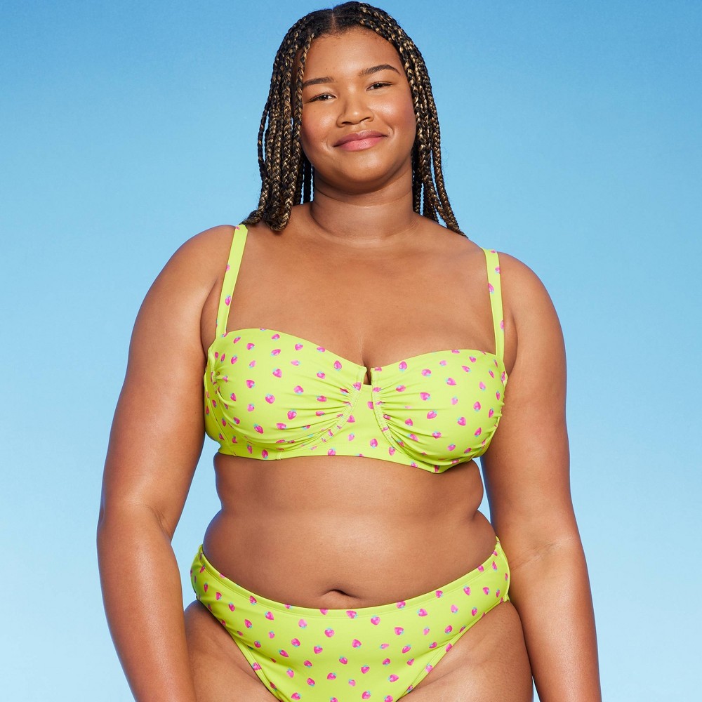 Photos - Swimwear Women's Underwire Bikini Top - Wild Fable™ Green Strawberry Print 26
