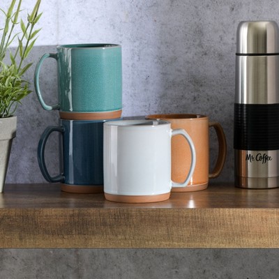 Assorted Color Ceramic 18.5 OZ Mug Set with Glossy Finish