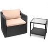 Barton 3 Pieces Outdoor Seating Group Patio Set With Cushion Seat Table, Black/Beige - 4 of 4