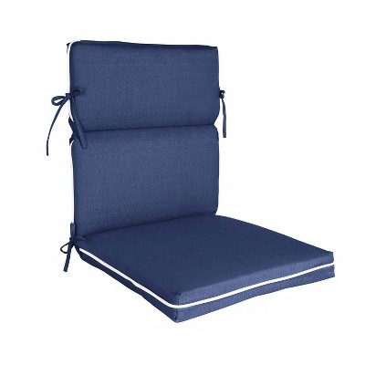 Home Fashions International 21"x22" O'Linen Highback Outdoor One Piece Chair Cushion Navy: Removable Zippered Polyester Cover