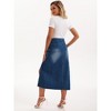 INSPIRE CHIC Women's Denim Casual Side Split A Line Stretchy Pencil High Waist Midi Skirts - 4 of 4