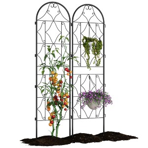 Sturdy Black Metal Garden Trellis Panels - Rustproof Arch for Climbing ...