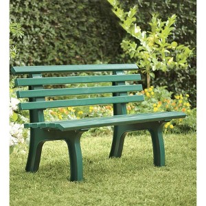 Plow & Hearth Weatherproof German PVC Outdoor Bench | Holds Up to 500 lbs | Garden Patio Porch Park Deck | Steel and Resin | Green - 1 of 1