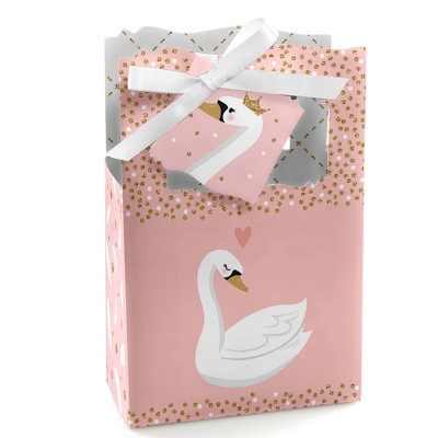 Big Dot of Happiness Swan Soiree - White Swan Baby Shower or Birthday Party Favor Boxes - Set of 12