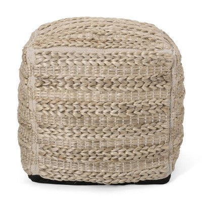 Fearnside Handcrafted Boho Fabric Pouf Natural - Christopher Knight Home
