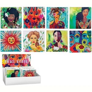 Manual Woodworkers and Weavers Fierce Women Coaster Set, Multicolor, Set of 32, Bold Inspirational Quotes with Artistic Feminine Designs - 1 of 3