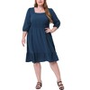 Agnes Orinda Women's Plus Size Square Neck Swiss Dots Wedding Empire Waist Ruffle Hem Chiffon Midi Dresses - 2 of 4