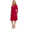 Rekucci Curvy Fit Plus Size Women's 3/4 Sleeve Tummy Control Dress – Flattering Surplice Neckline & Ruched Waist - 2 of 3