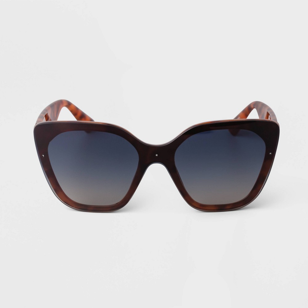 Photos - Sunglasses Women's Square Shield  - A New Day™ Brown