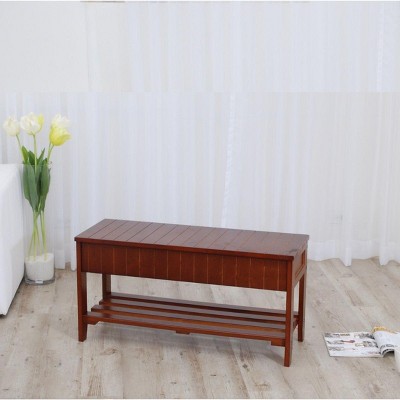 PAGED 35.5 Inch Storage Bench Modern Wooden Shoe Bench with Open Shelf, End of Bed Footrest for Living Room, Bedroom, Entryway