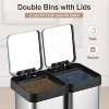2x6.6 Gallon Dual Trash and Recycling Bin, Fingerprint Resistant Stainless Steel Kitchen Garbage Can with 2 Lids, Soft Close Without Inner Bucket - 2 of 4