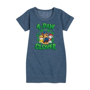 - Paw Patrol - 4 Paw Clover Graphic Short Sleeve Fleece Dress - 1 of 4