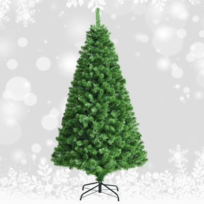 Tangkula Pre-lit Artificial Christmas Tree, Multi-Colored Fiber Optic Spruce Tree Artificial Xmas Tree