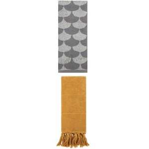 REGALWOVEN 2 Packs Cotton Geometric and Solid Absorbent Soft Hand Towel for Bathroom Kitchen - 1 of 4