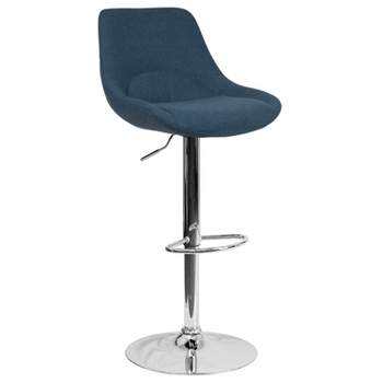 Merrick Lane Adjustable Height Barstool Contemporary Barstool with Support Pillow and Metal Base with Footrest