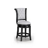 2-piece swivel bar stool set, upholstered seat, nailhead trim, footstool, wooden dining furniture, black - 2 of 4