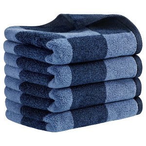 REGALWOVEN Bathroom Checkered Cotton Face Decorative Hand Towel Set 14" x 28" - 1 of 4