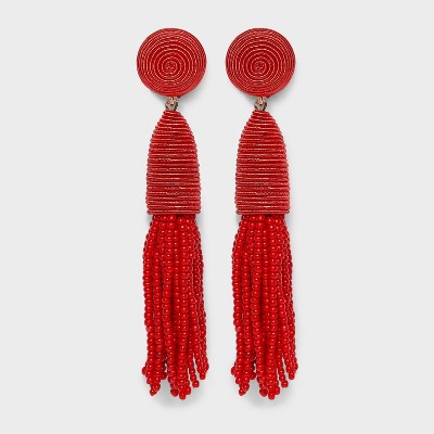 SUGARFIX by BaubleBar Threaded Tassel Earrings - Red