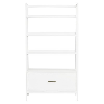 Mid-Century Modern White Wood Large Etagere Bookcase