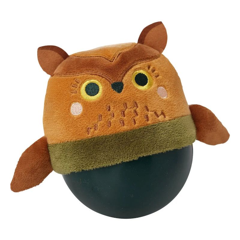 Manhattan Toy Wobbly Bobbly Owl Weighted, Soft Silicone Wobble Ball with Embroidered Plush Baby & Toddler Toy, 1 of 14