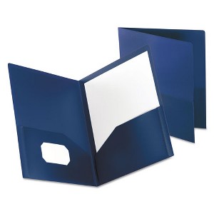 Oxford Poly Twin-Pocket Folder, 100-Sheet Capacity, 11 x 8.5, Opaque Dark Blue - 1 of 1