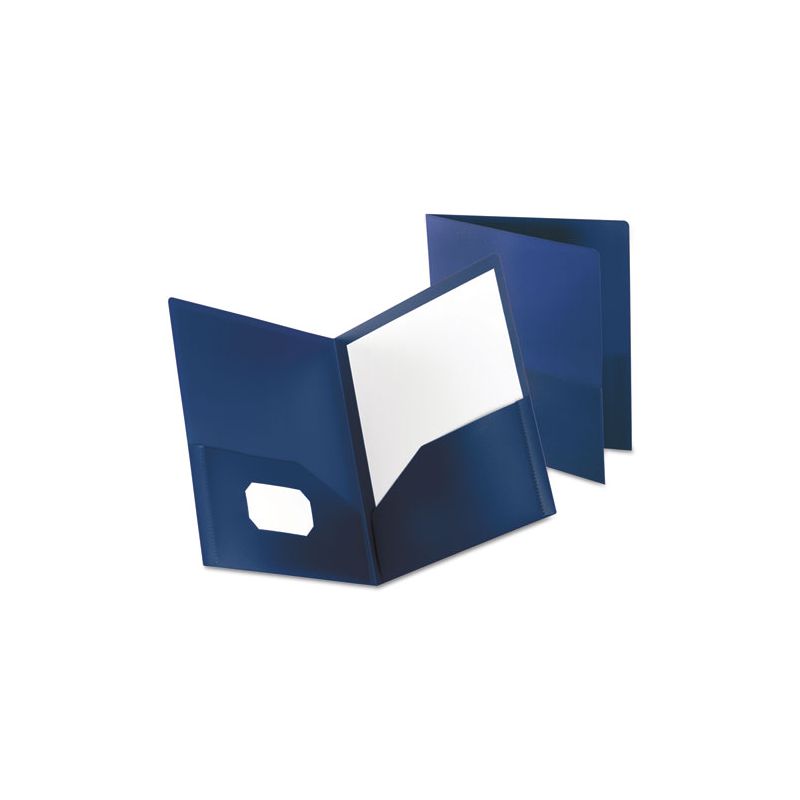 Oxford Poly Twin-Pocket Folder, 100-Sheet Capacity, 11 x 8.5, Opaque Dark Blue, 1 of 2