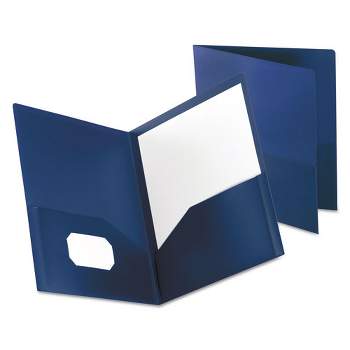 Oxford Poly Twin-Pocket Folder, 100-Sheet Capacity, 11 x 8.5, Opaque Dark Blue