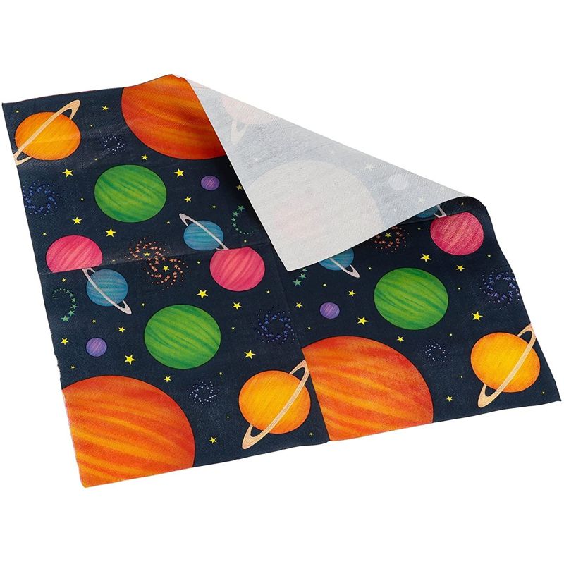 Blue Panda 150-Pack Disposable Paper Napkins Kids Birthday Party Supplies, Outer Space Design, Folded 6.5x6.5", 5 of 8