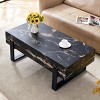 Modern Industrial Coffee Table with Wood Grain Finish and Metal Legs, Rectangular Center Table for Living Room or Office Decor-The Pop Home - 3 of 4