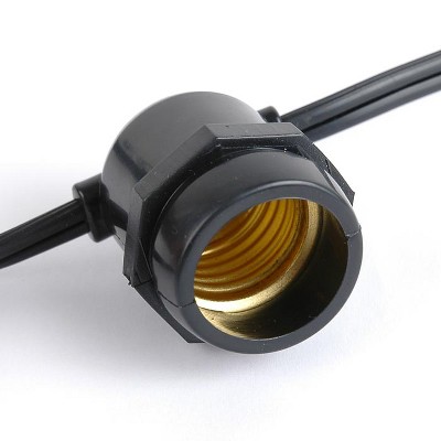 Novelty Lights Edison Outdoor String Lights with 50 In-Line Sockets Black Wire 100 Feet